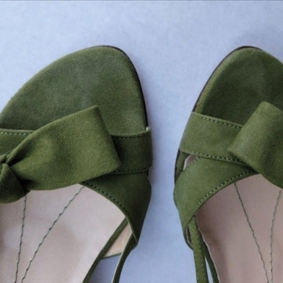 Kate Spade open toe heels (Moss Green /6M) Suade, Made in Italy, gently used - Picture 3 of 14